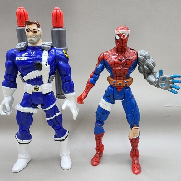 1996 Spider-Man Animated Lot Cyborg & Nick Fury 5 Inch Toy Biz Spiderman - Picture 1 of 6